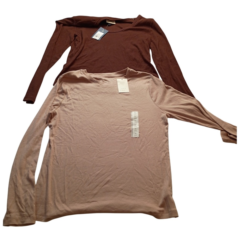Universal Thread & A New Day Women's 2-Pack Long Sleeve Brown Pink Top XL NWT